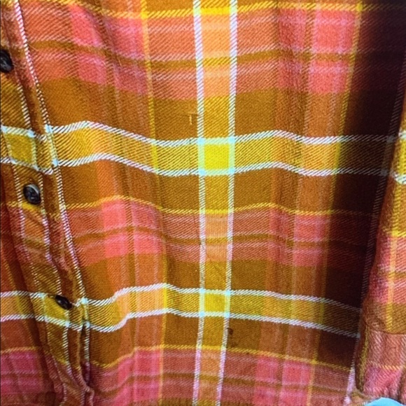 Plaid Button-Up Shirt in Rust & Mustard - Picture 2 of 3